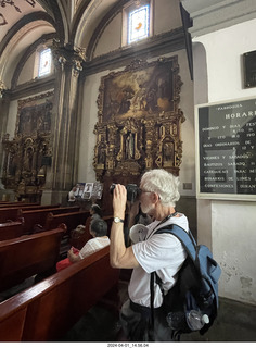 67 a24. Mexico City - Coyoacan - church - Howard Simkover taking a picture
