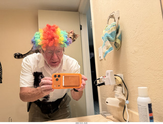 Adam on Halloween with pickle on my shoulders