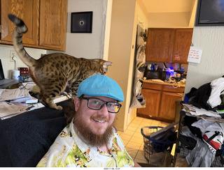 Adam on Halloween with Pickle on my shoulders