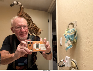 cat Pickle on my shoulder