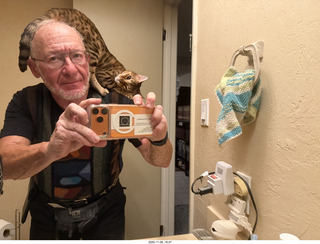 cat Pickle on my shoulder