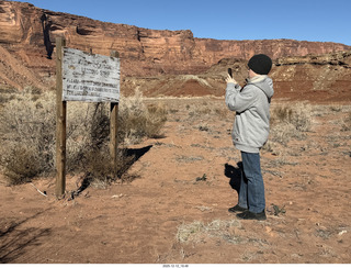 709 a2q. back at Mineral Canyon with sign and Tyler