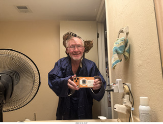 before concert, cat Pickle on my back