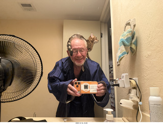 before concert, cat Pickle on my back