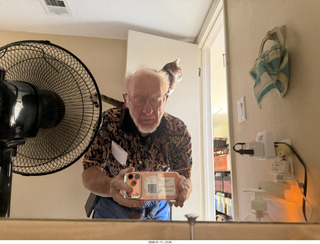 Adam with cat Pickle on my back