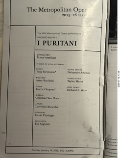 New York City - Manhattan - Lincoln Center  - Metropolitan Opera - I Puritani - program