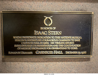 92 a2r. New York City - Manhattan - Carnegie Hall  - Isaac Stern sign