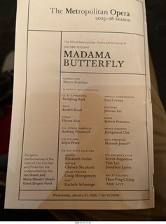 New York City - Manhattan - Metropolitan Opera Madama Butterfly - program