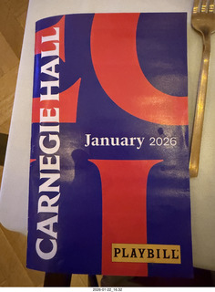 187 a2r. New York City - Manhattan - Carnegie Hall program