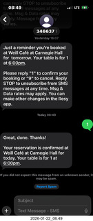 244 a2r. New York City - Manhattan - Carnegie Hall - dinner text