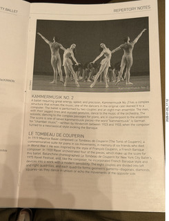 New York City - Manhattan - New York Ballet - program