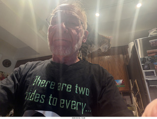 Adam and cat Pickle on my shoulders