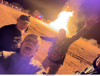 Arizona Flying Circus - night - Christmas trees on fire - Adam - Tyler - Mo