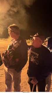 Arizona Flying Circus - night - Christmas trees on fire - helper - Mo - Adam