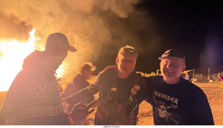 Arizona Flying Circus - night - Christmas trees on fire - helper - Mo - Adam