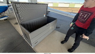 Tyler and new airplane storage box