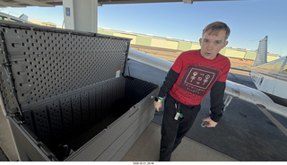 Tyler and new airplane storage box