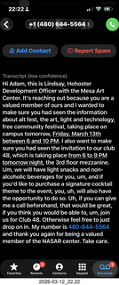 Mesa Arts voicemail